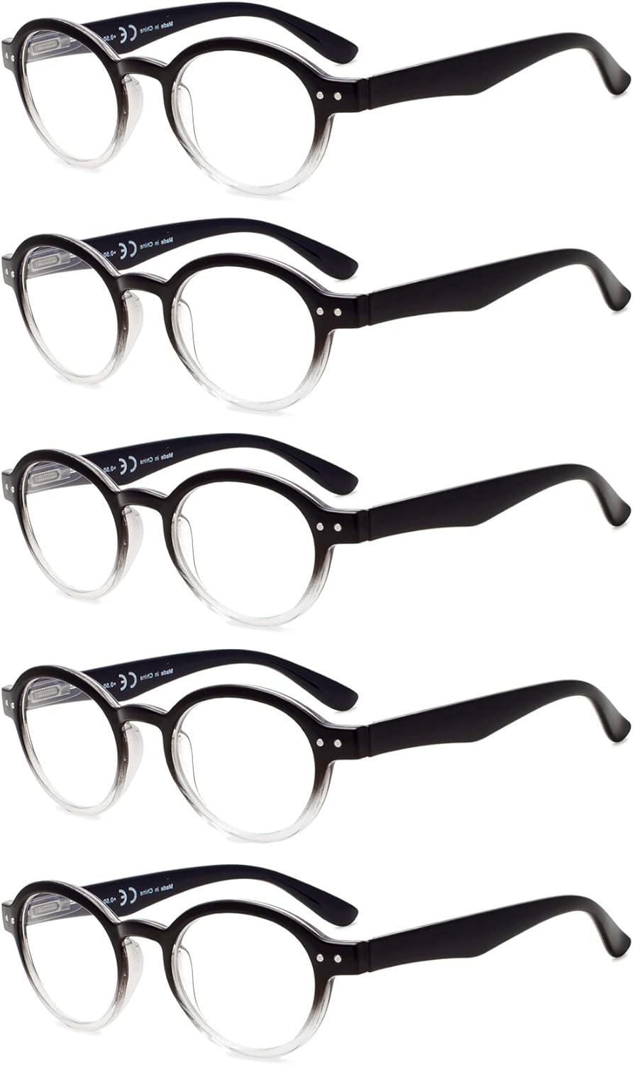 Eyekepper 6 Pairs Blue Light Blocking Readers Oval Computer Reading Glasses Yellow Tinted +0.75