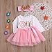 Karuedoo 2Pcs Baby Girls Tutu Dress 1st Birthday Outfit Donut Letter Print Top Tulle Tutu Skirt with Headband Outfit Set (One Long Sleeve, 12-18M)