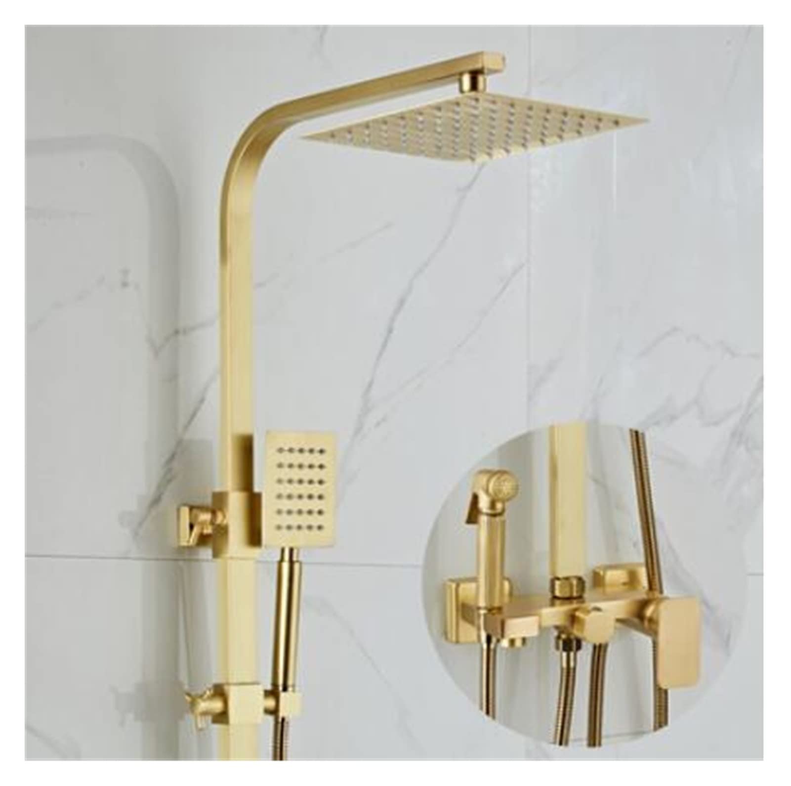 Rainfall Shower Sets Faucet Mixer Tap with Tub Faucet Brass Luxury Brushed Gold Bath & Shower Faucet Set Bathtub Faucet Easy to Install(Style 2)