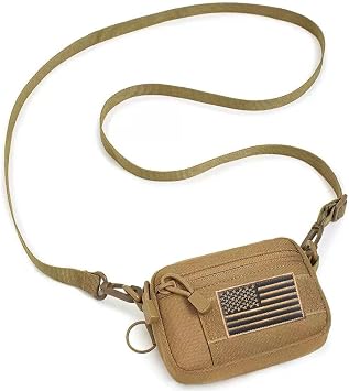 Tactical Small EDC Belt Pouch Mini Tool Crossbody Bags Utility Sling Shoulder Backpack 5.9"x3.94" Multi-functional Waist Pack for Travel Hiking Khaki