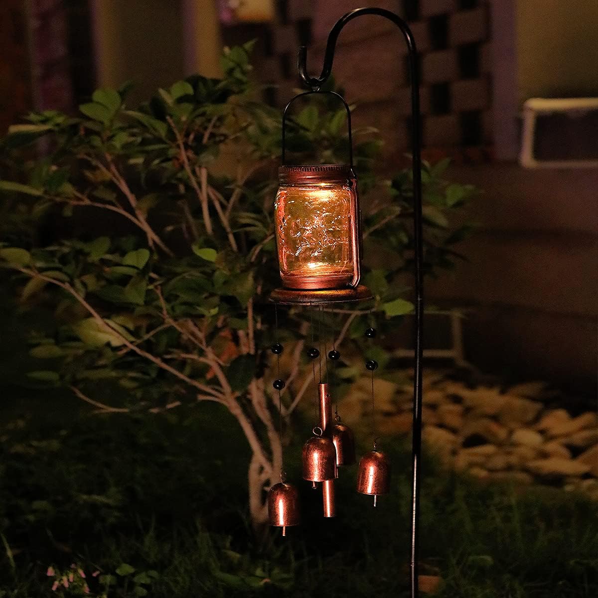 ZYLiWoo-Solar Wind Chime, Mason jar Wind Chime Light,Hanging Wind Chimes,Memorial Wind Chimes Outdoor Waterproof,Suitable for Garden,Terrace and Courtyard Corridor Decoration