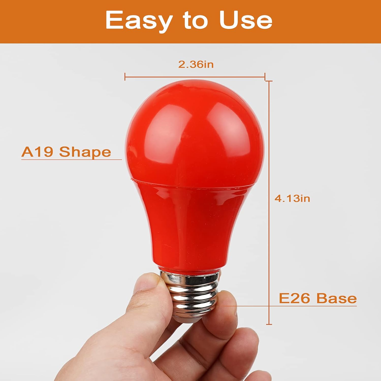 GREENIC Red Light Bulbs 9W (60 Watt Equivalent), 120V E26 Base A19 Red LED Lights for Bedroom, Porch, Holiday, Party, Valentine's Day, Halloween, Christmas, Home (4 Pack)