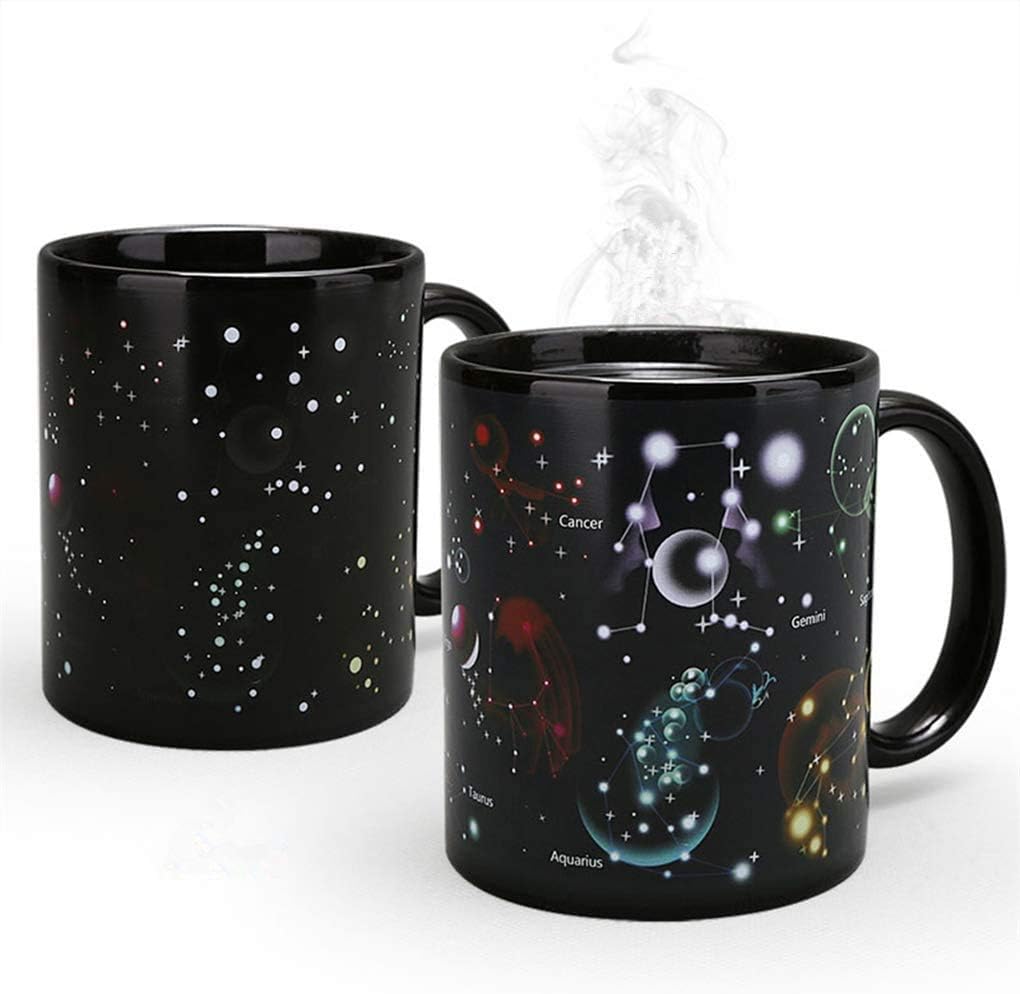 OJESS Heat Changing Mug Colour Changing Mug Magical Coffee Mug Tea Cup Perfect Novelty Gift 11OZ Coffee Ceramic Mug (Constellation)