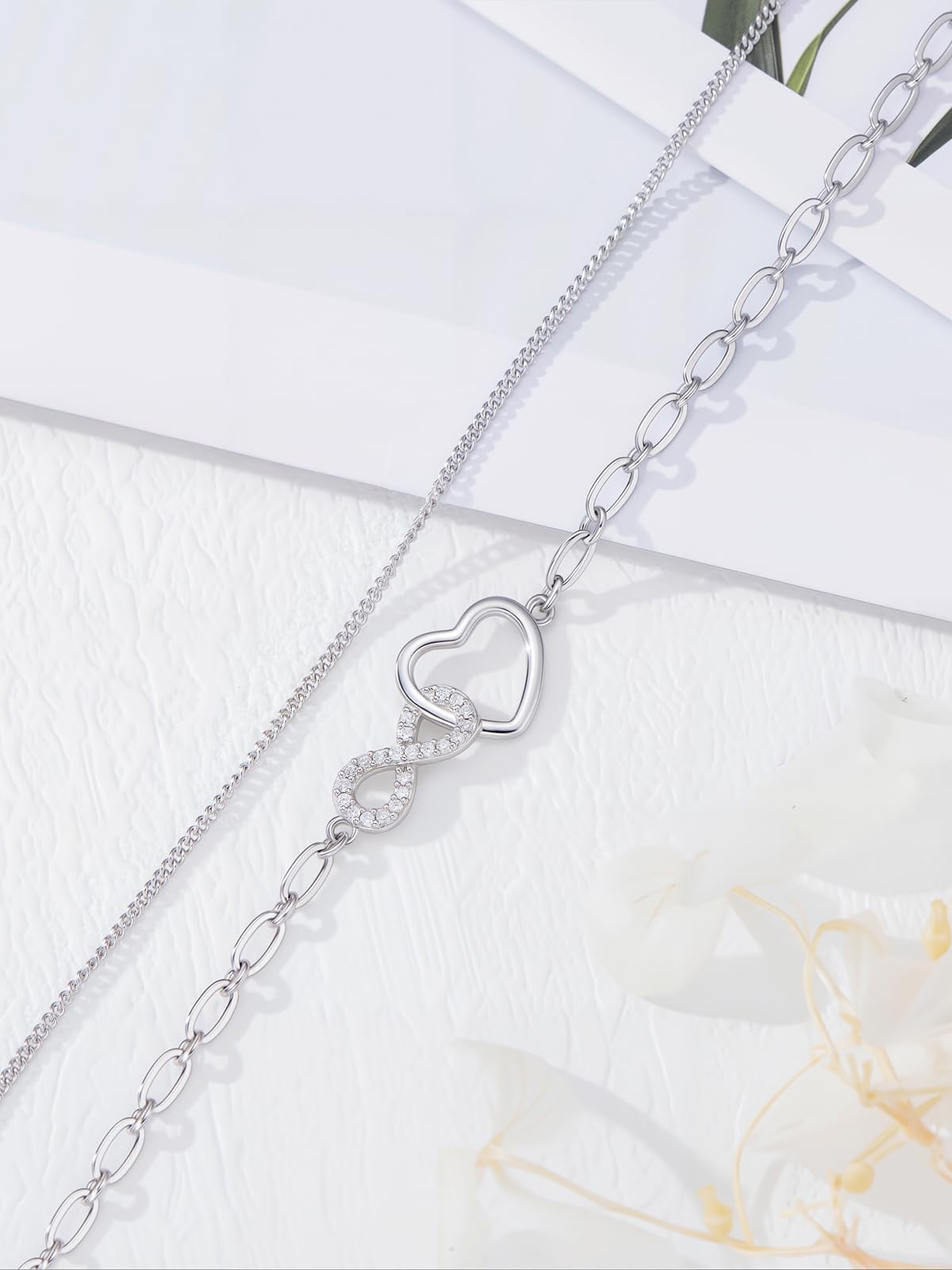 TOUPOP Pulseras de plata de ley 925 para mujer, pulsera de cadena ajustable, tobillera, regalos de cumpleaños para ella, joyas, regalos de Navidad para mamá, adolescentes y niñas