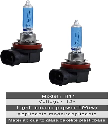 Miniatura 2 de 2 bombillas halógenas H11 para automóvil, juego de luces antiniebla de vidrio de cuarzo de 12 V y 100 W, accesorios universales de repuesto de focos