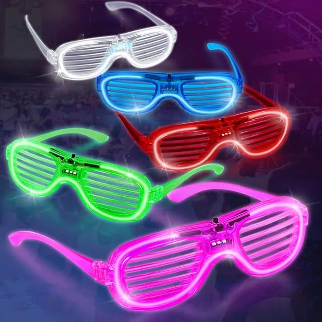 Neon Glasses Party - 5 10 15 Packs Christmas Glow Glasses Light up Glasses Shutter Glasses Flashing Sunglasses for Kids Adults Rave Party Set Happy New Years Eve Party Glasses