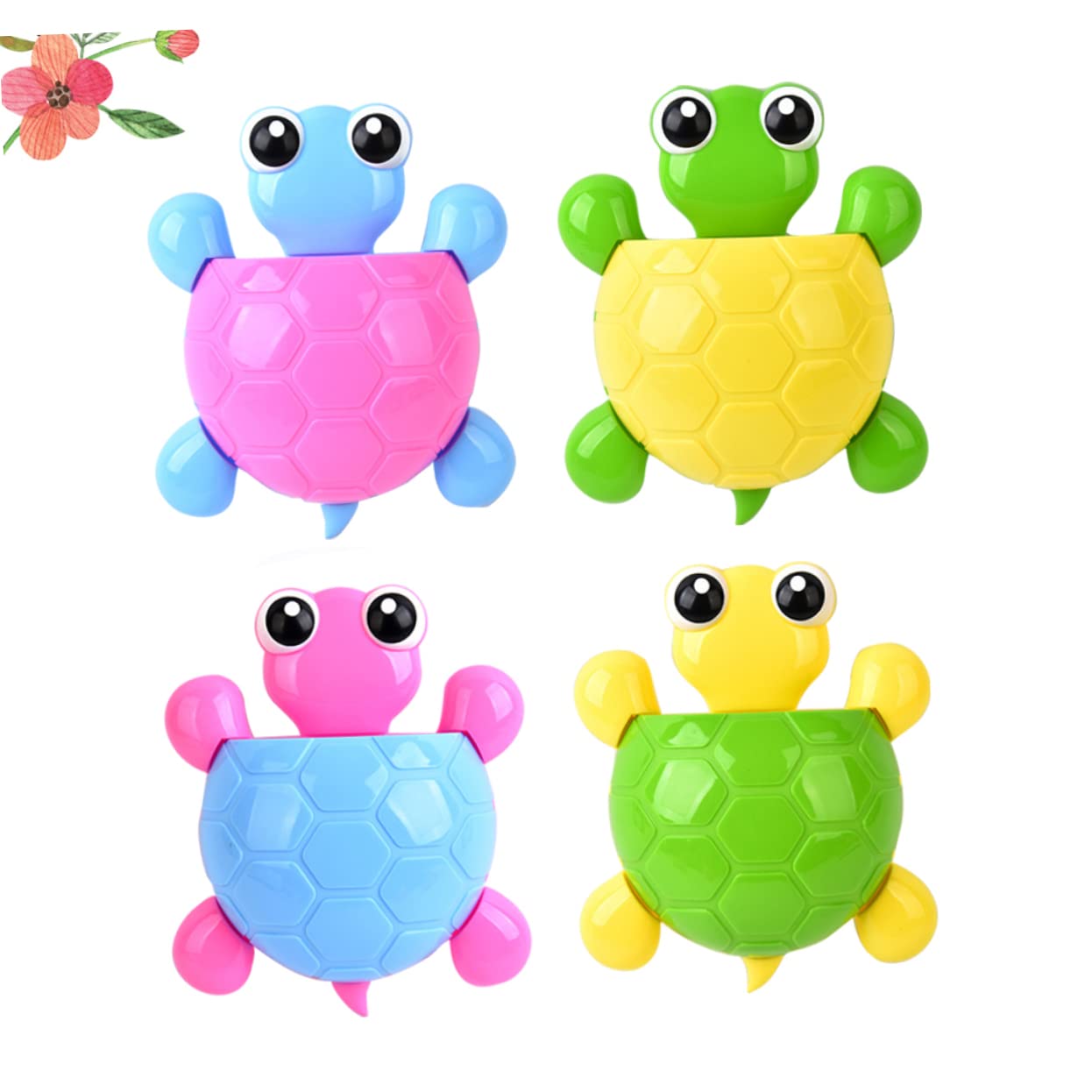 Portacepillos de Dientes para Lavabo 4 Piezas Tortuga PP y PVC