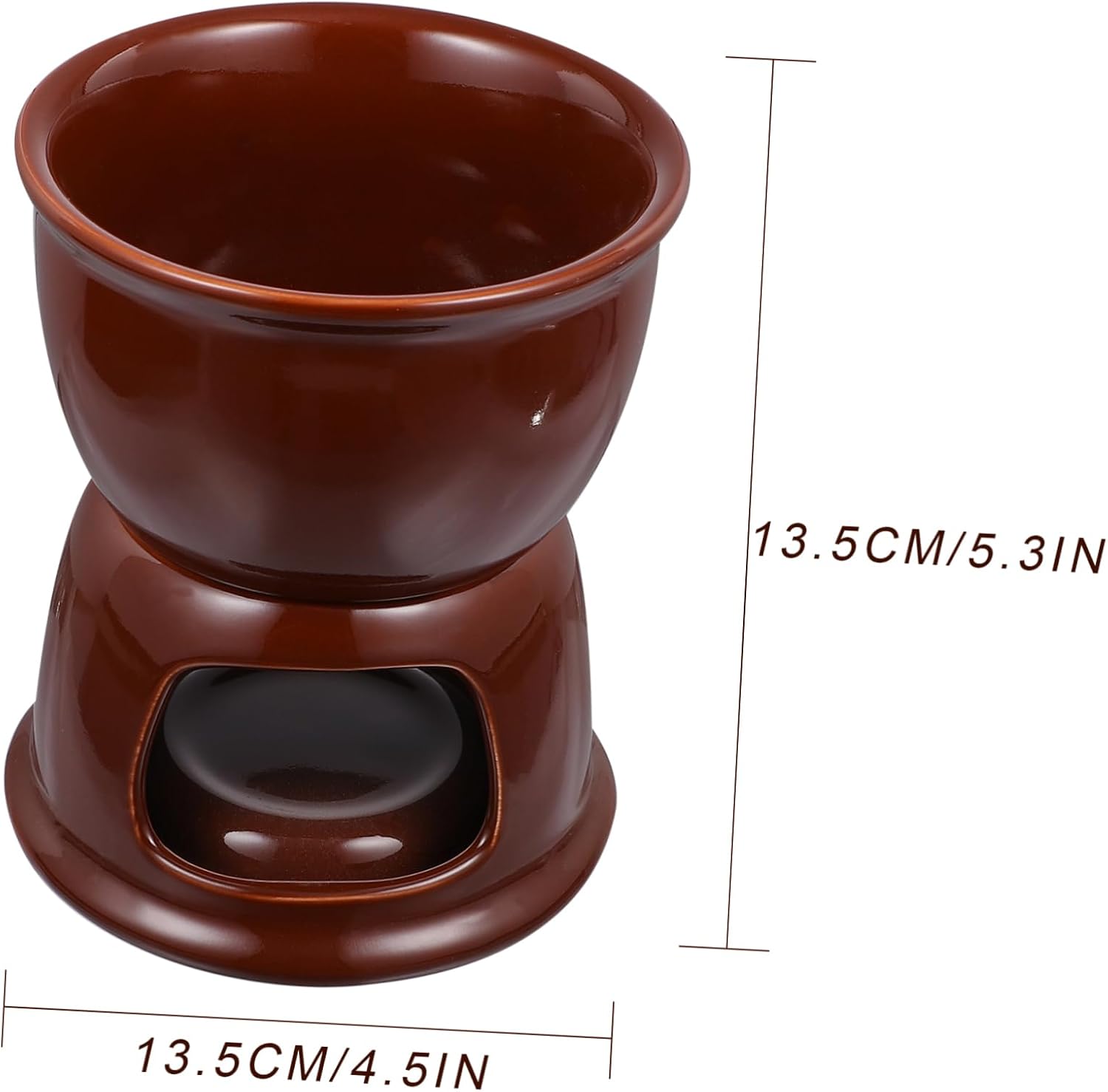 One Set Ceramic Chocolate Melting Pot for Kitchen Dining Use Brown