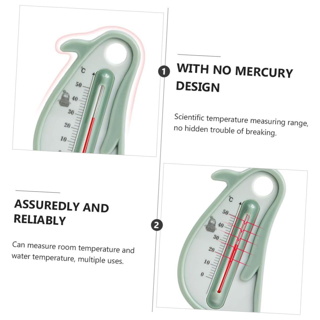 Newborn Bath Thermometer Penguin Shape Tub Thermometer for Safe Bathing Random Color