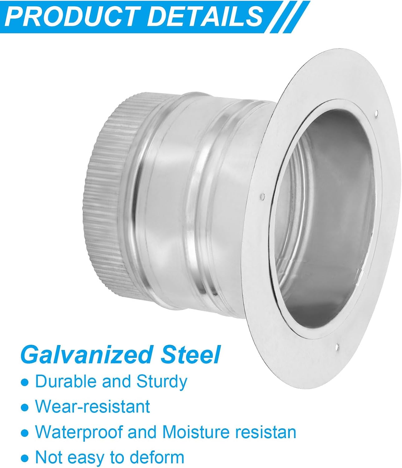 PATIKIL 6" Round Duct Collar, Galvanized Duct Connector Flange Pipe Collar Take Off Collar for Flexible or Rigid Ducts, Heating Cooling Ventilation Exhaust Fan Vent Systems