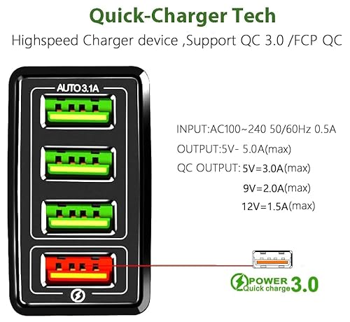 P37 Usb Wall Charger Multiport Qc.3 Quick Charge 4-Port Fast Charger Block, Multiport Usb Cube Power Adapter Wall Charger Plug Charging Block For All Mobiles Samsun Galaxy, Xiaomi thumb #7