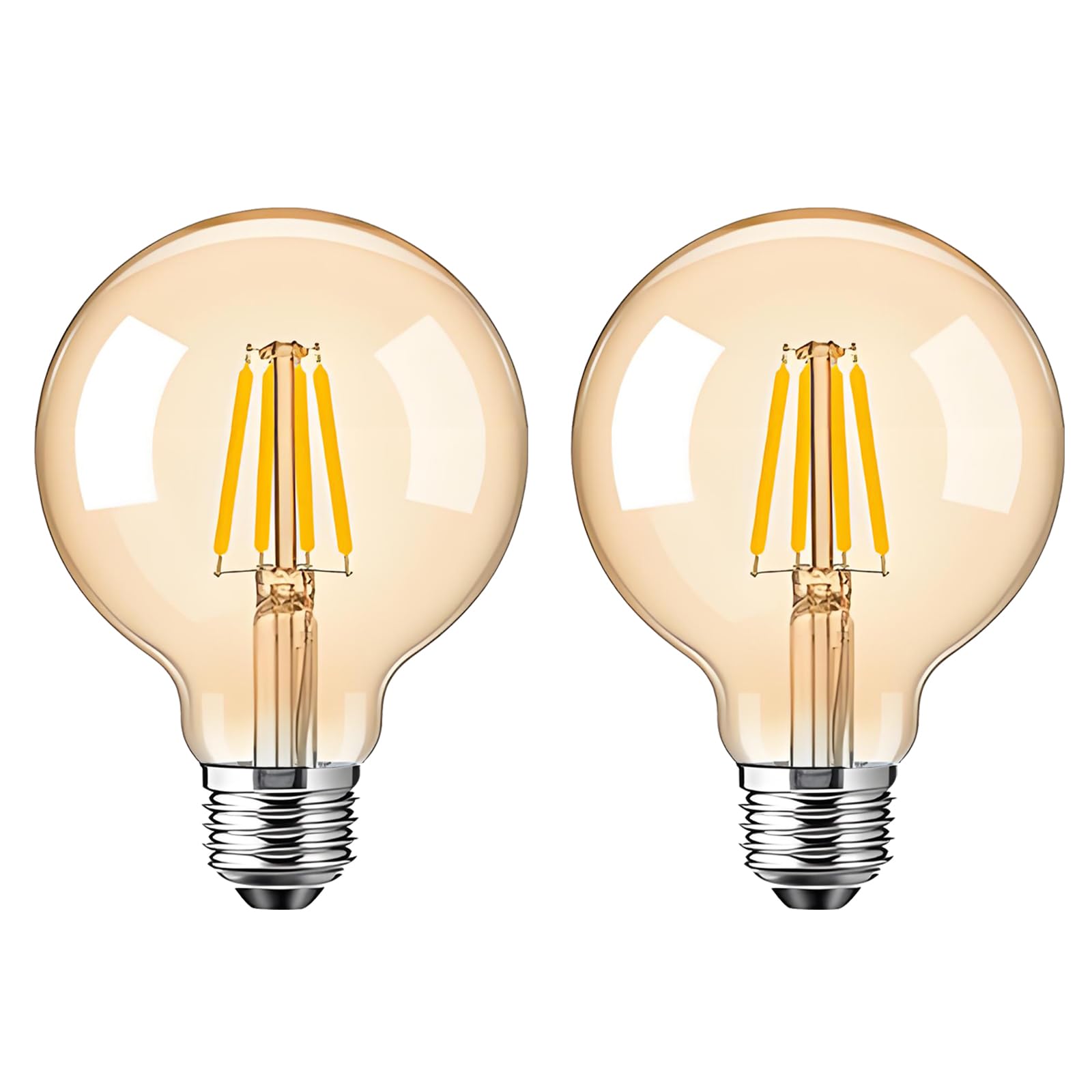 HUAMu E27 G80 Vintage Edison Screw LED Light Bulbs 6W, 60 Watt Incandescent Bulb Equivalent, Warm White 2700K, 220-240V, for Chandeliers Ceiling, Pendants, Non-dimmable, 2 Pack โ image 1