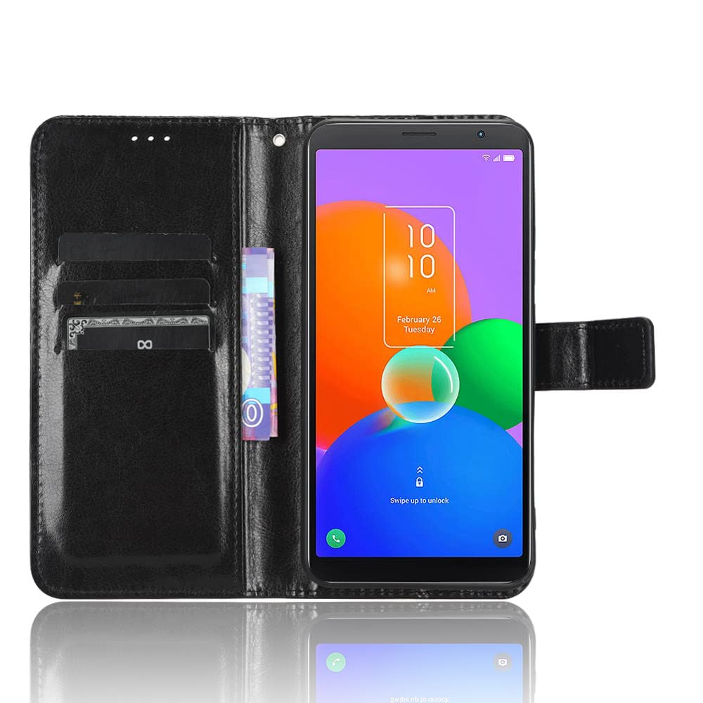 HAOYE Custodia A Portafoglio Con Chiusura Magnetica Per TCL 403 - Colore Viola - Cover Flip Con Slot Carte E Supporto - Protezione Antiurto - 3