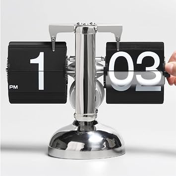 Digital Flip Down Clock, Retro Flip Down Clock Retro Minimalist Single Foot Mechanical Auto Flip Clock Desk Clock for Home Livingroom Black