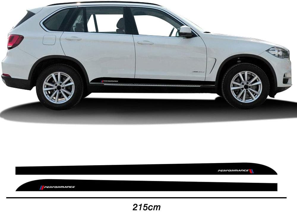 2 Pieces Gloss Black M Performance Side Skirt Racing Stripes Decal Stickers for BMW x5 f15 g20 f32 f33 Accessories - 215CM