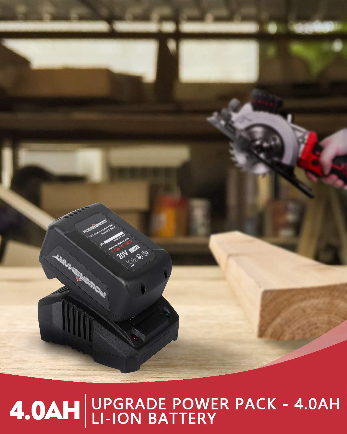 PowerSmart Cordless Circular Saw, 20V 41/2 Inch Mini Circular Saw