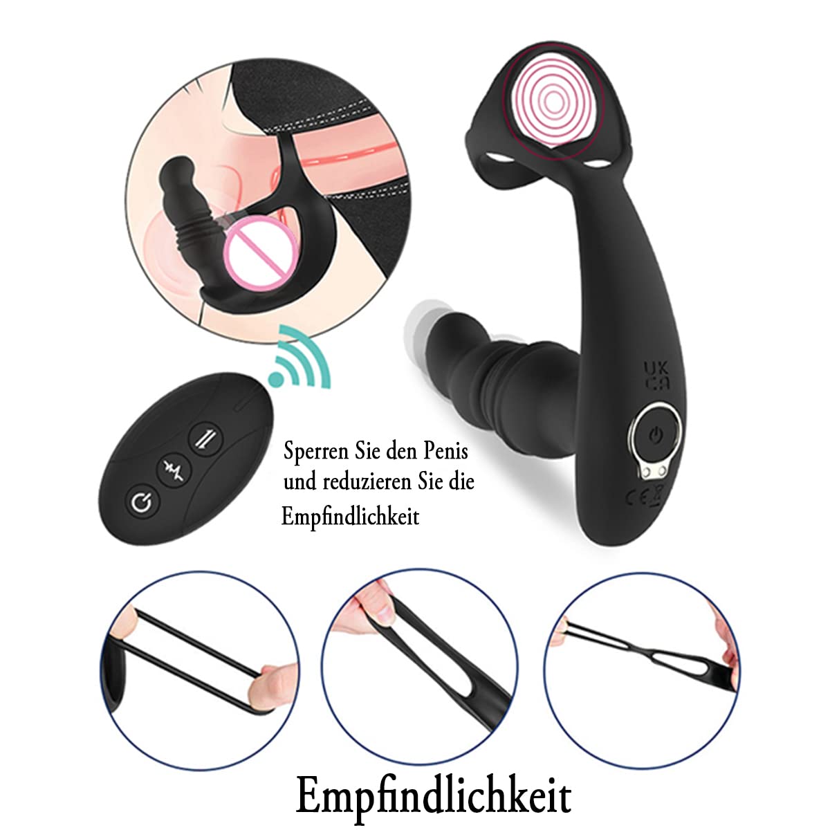 3 IN 1 Vibratore Anale con Anello per Pene, Giocattoli Sessuali Anali Maschili con 10 Modalità di Spinta e Vibrazione, Giocattoli SessualiVibratore