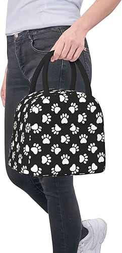 Miniatura 8 de Bolsa de almuerzo con estampado de patas de perro, bolsa grande con huellas de animales, contenedor reutilizable para mujeres y hombres, escuela,
