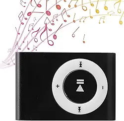 TARSHYRY Reprodutor de Mp3 Com Clipe, Mini Reprodutor de Música Portátil Sem Tela Com Fones de Ouvido e Cabo USB, Reprodutor de Mp3 Esportivo para Treino de Corrida (Preta)