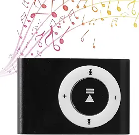 TARSHYRY Reprodutor de Mp3 Com Clipe, Mini Reprodutor de Música Portátil Sem Tela Com Fones de Ouvido e Cabo USB, Reprodutor de Mp3 Esportivo para Treino de Corrida (Preta)