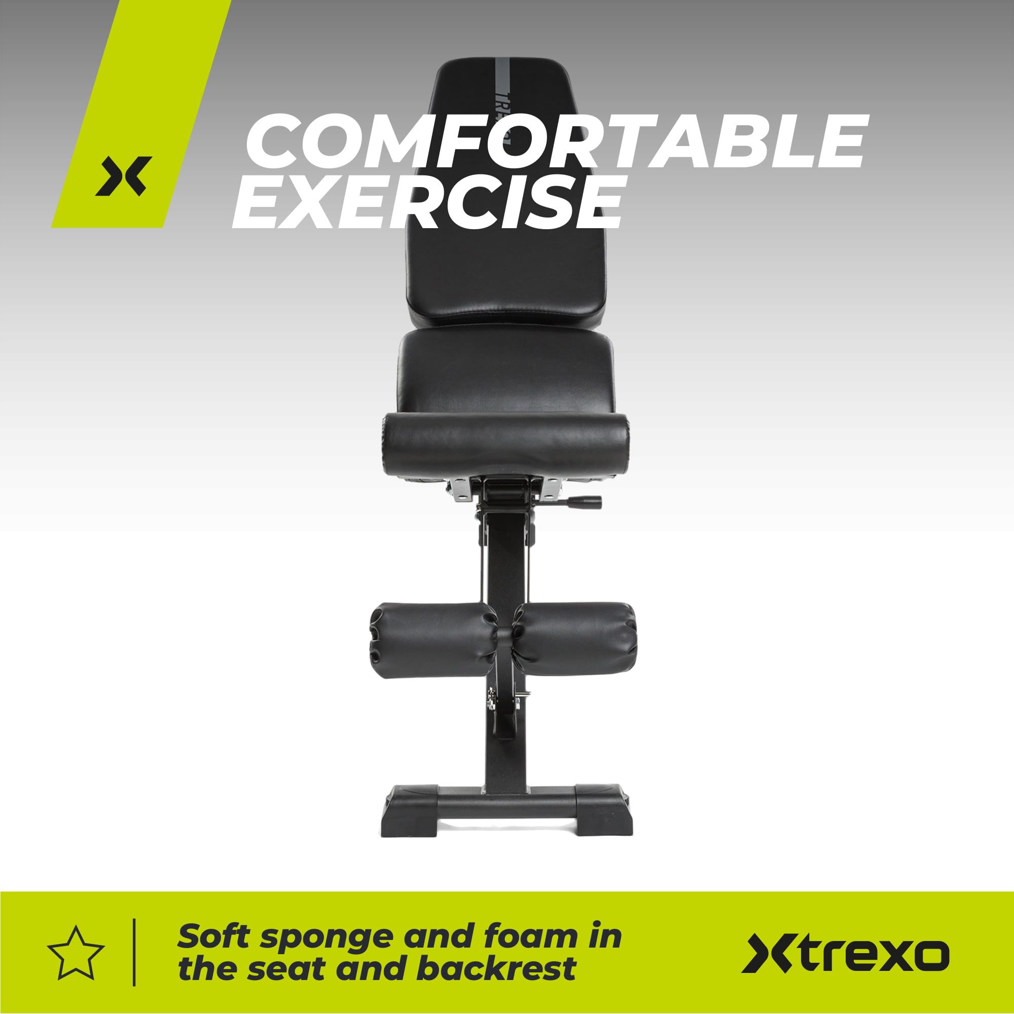 TREXO Panca regolabile | Panca multifunzione regolabile per allenamento a tutto il corpo, panca inclinata per casa fino a 150/300 kg | Struttura in acciaio | Allenamento di forza, Fitness | Nero