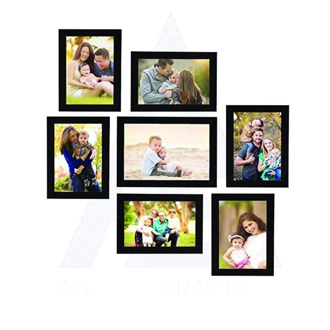 AG Crafts™ 7 - Wall Collage Photo Frames (5"X7"-1 & 4"X6"-6) (Black)