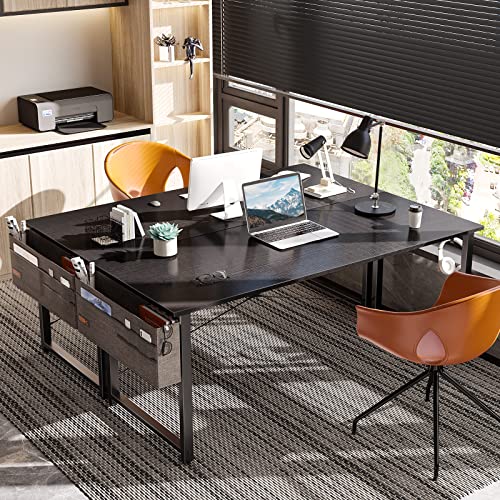 Odk 63 Inch Super Large Computer Writing Desk Gaming Sturdy Home Office Desk, Work Desk With A Storage Bag And Headphone Hook, Black #TOP4