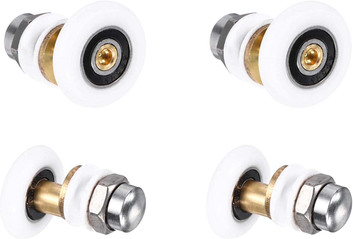 MECCANIXITY Shower Door Rollers Wheels, 25mm Diameter Bathroom Glass Shower Door Replacement Parts Runner Sliding Roller for Bathroom Glass Doors Kitchen, (White, Pack of 4)