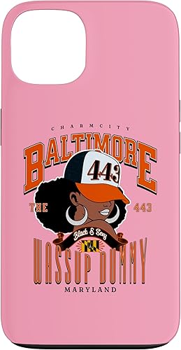 Funda para iPhone 13 443 con código de área Baltimore Maryland Flag Blaq Girl Bmore Pride