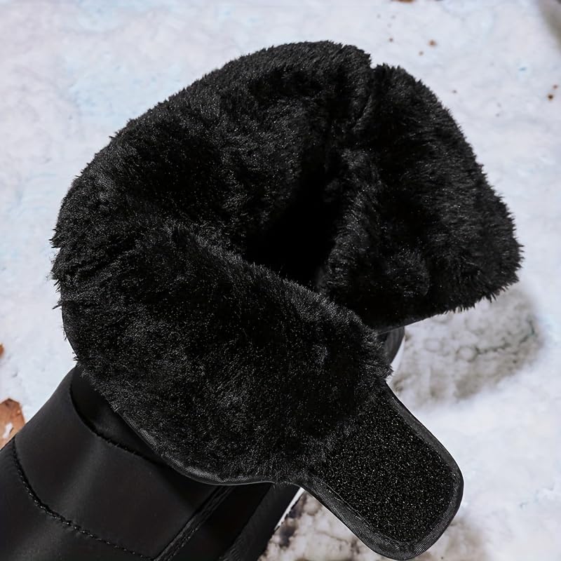 Men's Insulated Waterproof Snow Boots with Hook & Loop Closure, Faux Fur Lining, Windproof Winter Hiking Shoes4