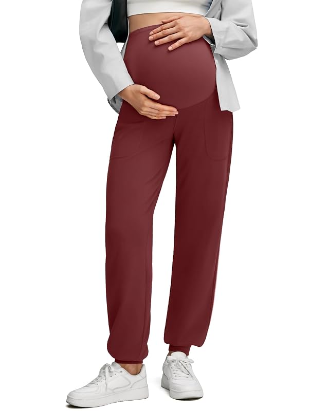 G4Free Maternity Pants Stretchy Workout Lounge Pants Over The Belly Pregnancy Joggers with Pockets