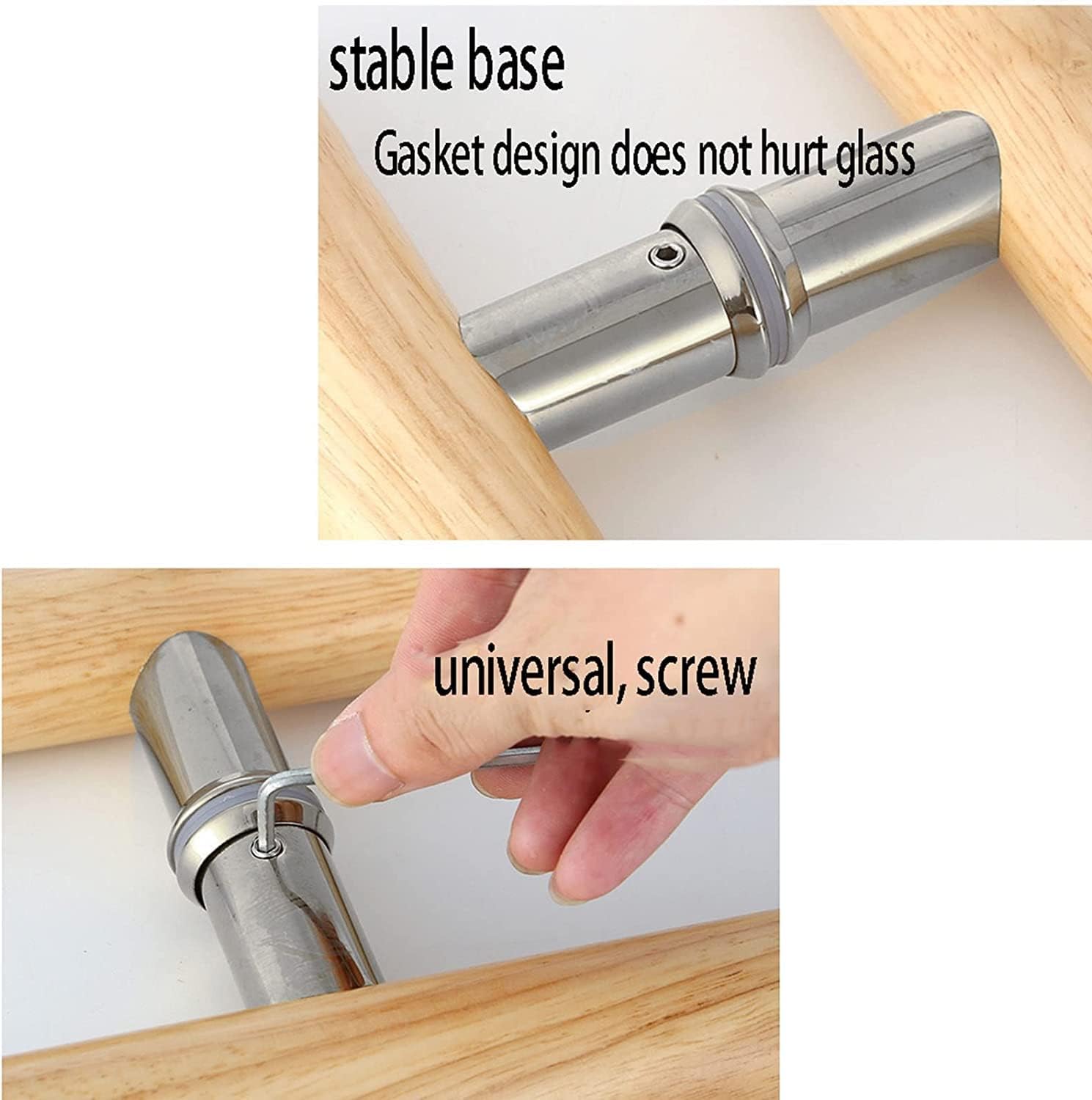 Solid Wood Handle Set, Glass Door Handle, Rustic Round Shape Back to Back Door Handle for Sliding Barn/Glass Door (Color : Natural, Size : 40x25cm)