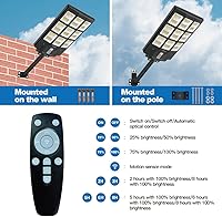 Vista 6 de Luces solares de calle de 4200 W, sensor de movimiento para exteriores, luces de inundación solares del atardecer al amanecer, luces de seguridad