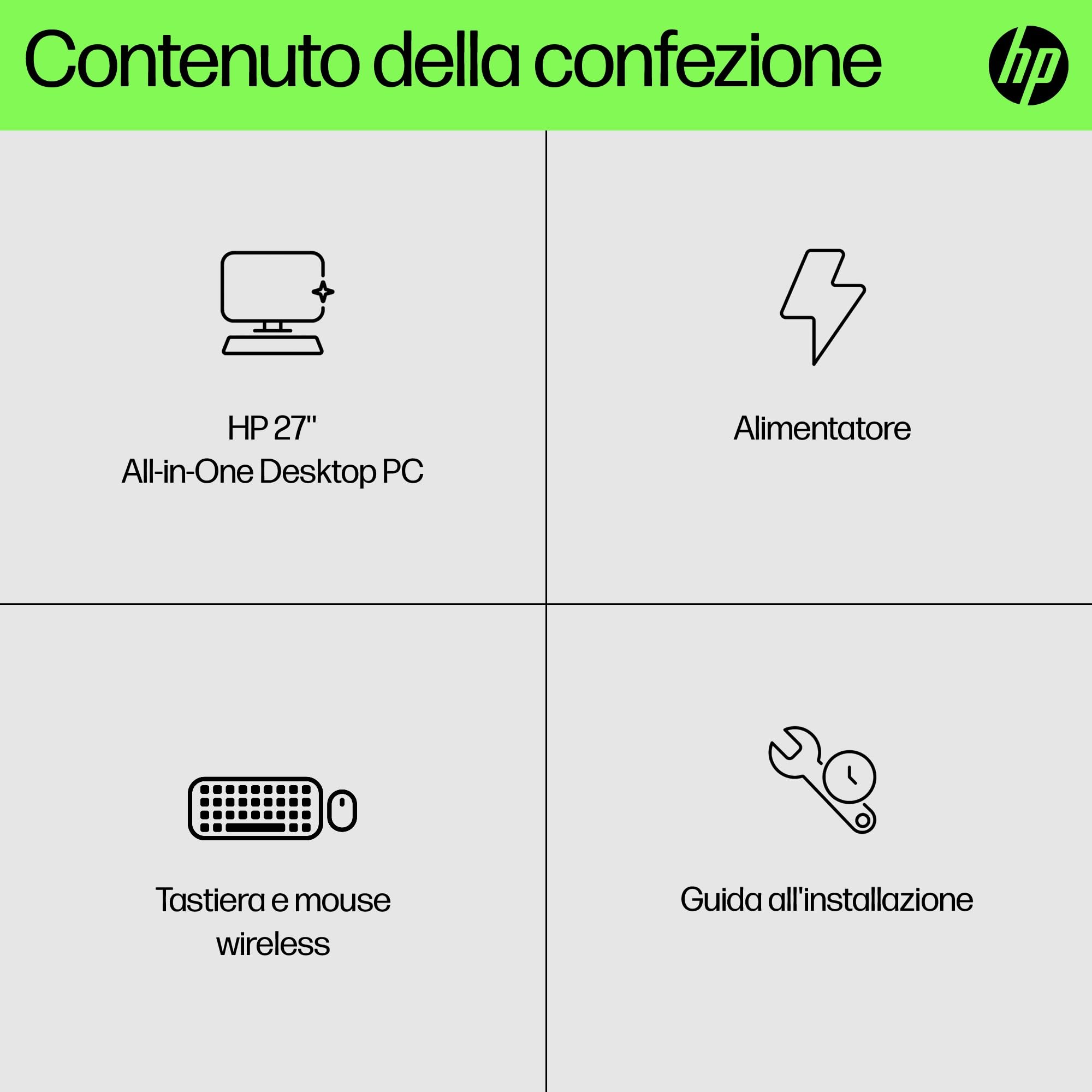 HP 27-cr0010sl All in One, Desktop, Intel i5 1334U, 16GB RAM, 512GB SSD, Intel Graphics, Display Non Touch, FHD Antiriflesso IPS, Webcam HD, Windows 11, Bianco