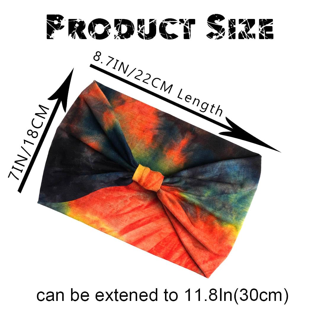 Fasce larghe elasticizzate annodate per capelli, elastiche, per yoga, allenamento, corsa, sport, tie dye, grandi fasce africane per la testa, per donne, 4 pezzi