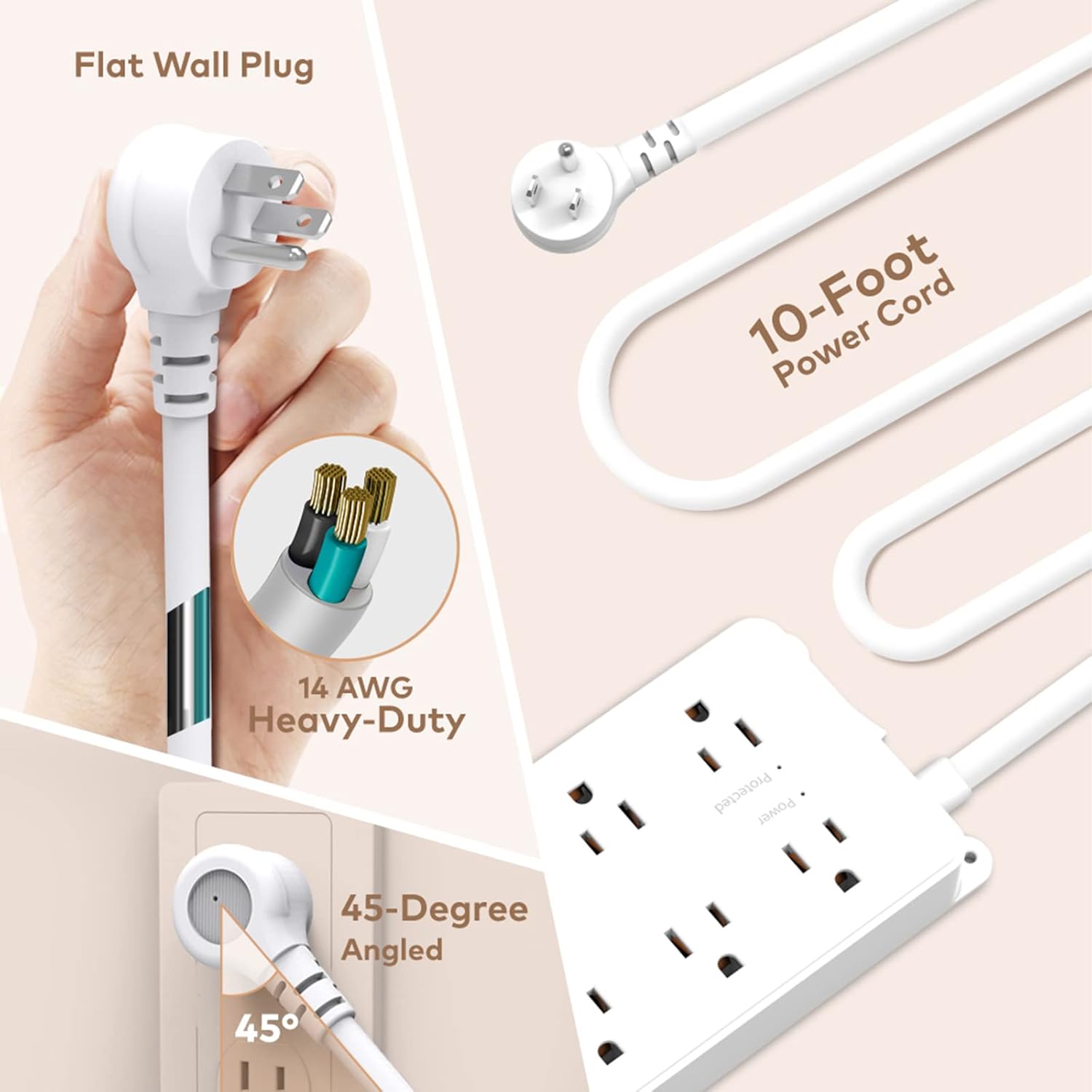 Bеѕt Dеаl Chеар 🛒 Surge Protector Power Strip Flat Plug, ETL Listed, TROND Wall Mountable Extension Cord Long 10ft, Low-Profile, 7 Widely-Spaced Outlets & 3 USB Ports, 1700 Joules, White Blасk Frіdау - 50% оƒƒ Surge Protector Power Strip Flat Plug, ETL Listed, TROND Wall Mountable Extension Cord Long 10ft, Low-Profile, 7 Widely-Spaced Outlets & 3 USB Ports, 1700 Joules, White