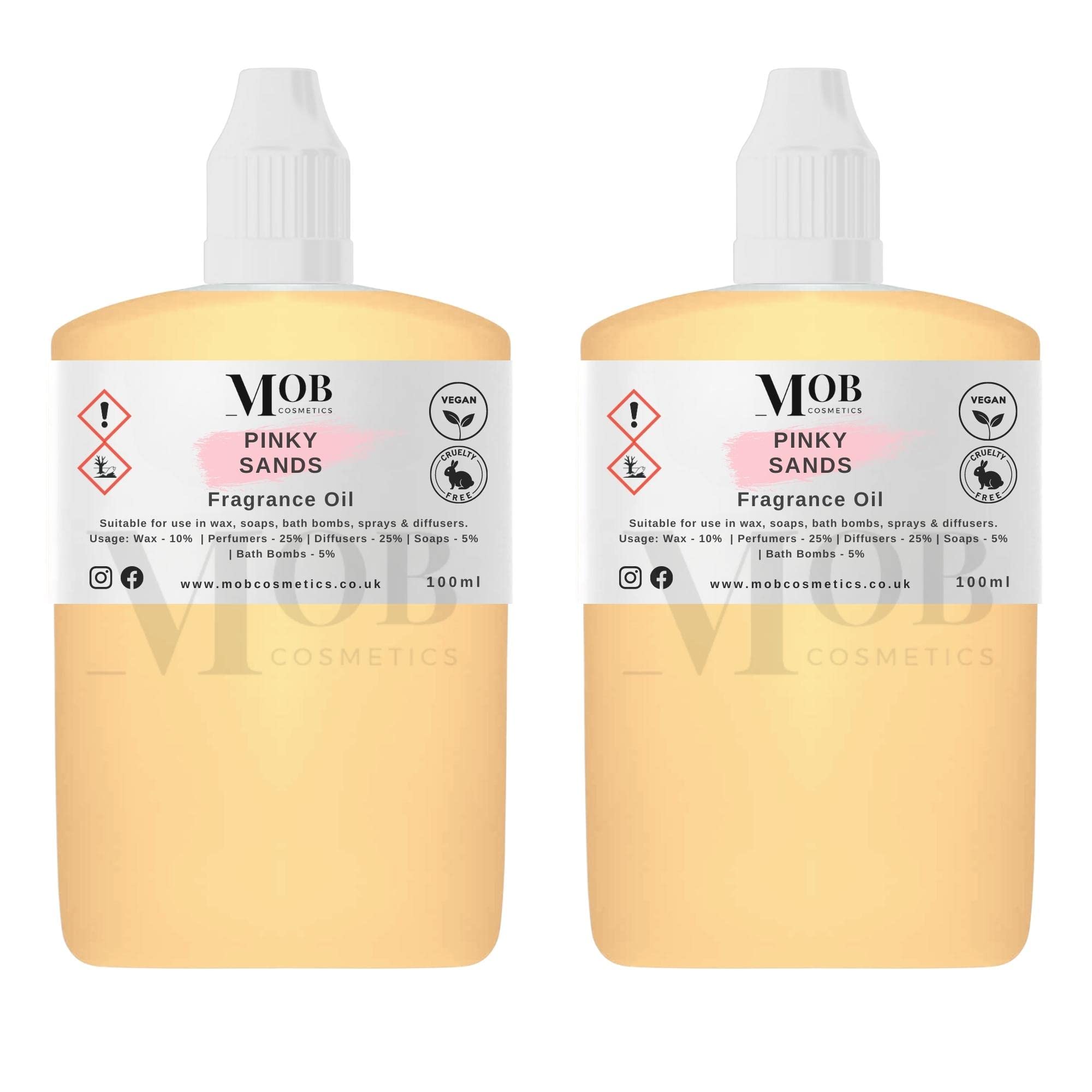 Pinky Sands Luxury and Designer Fragrance Oil | Highly Concentrated | Perfect for Candles, Soaps, Bath Bombs, Diffusers, Wax Melts | UK Made | Vegan (Pinky Sands, 100ml (Pack of 2)) — image 1