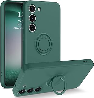 DUEDUE Samsung Galaxy S23 Case, Liquid Silicone Soft Rubber Slim Cover with Ring Kickstand |Car Mount Function,Shockproof Full Body Protective Case for Samsung S23 6.1 Inch 5G 2023 Release, Green