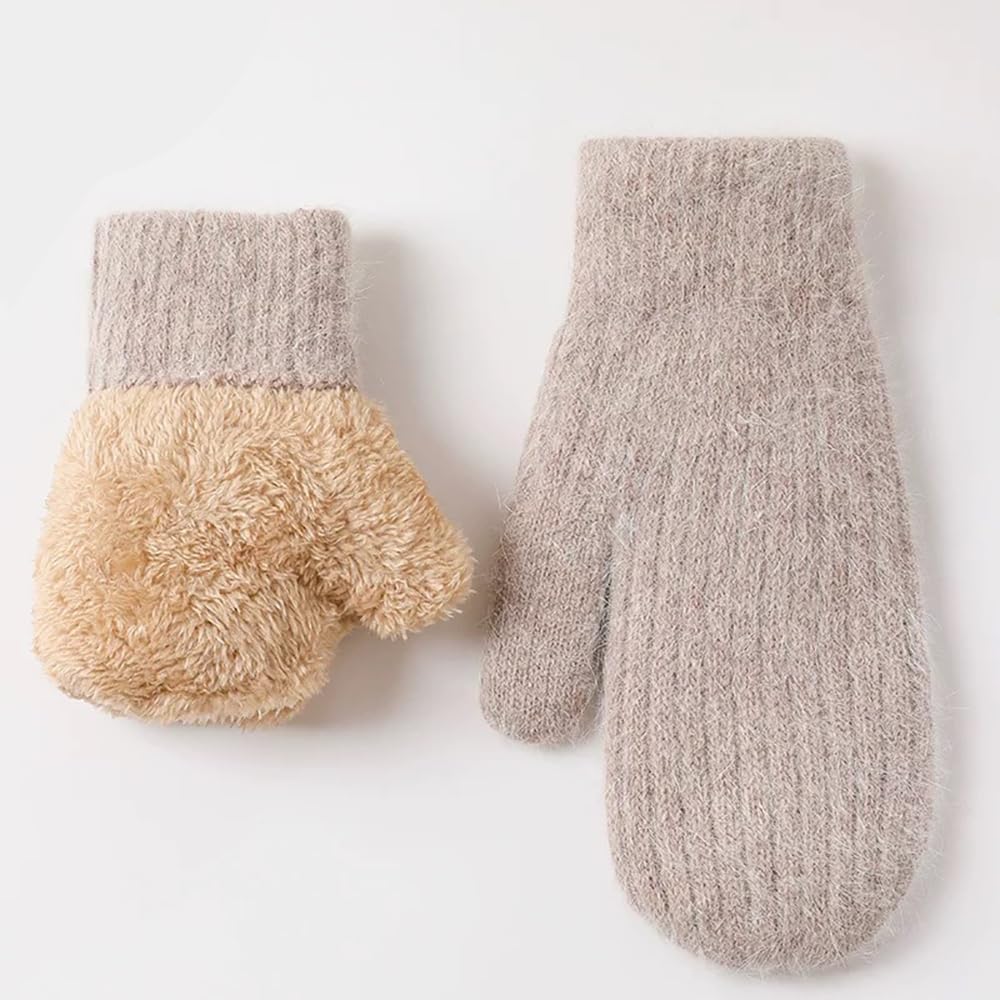 INOGIH Winter Warm Mittens Cold Weather Gloves for Women - Soft lining Thick Crochet Cable Knit Gloves - Image 2