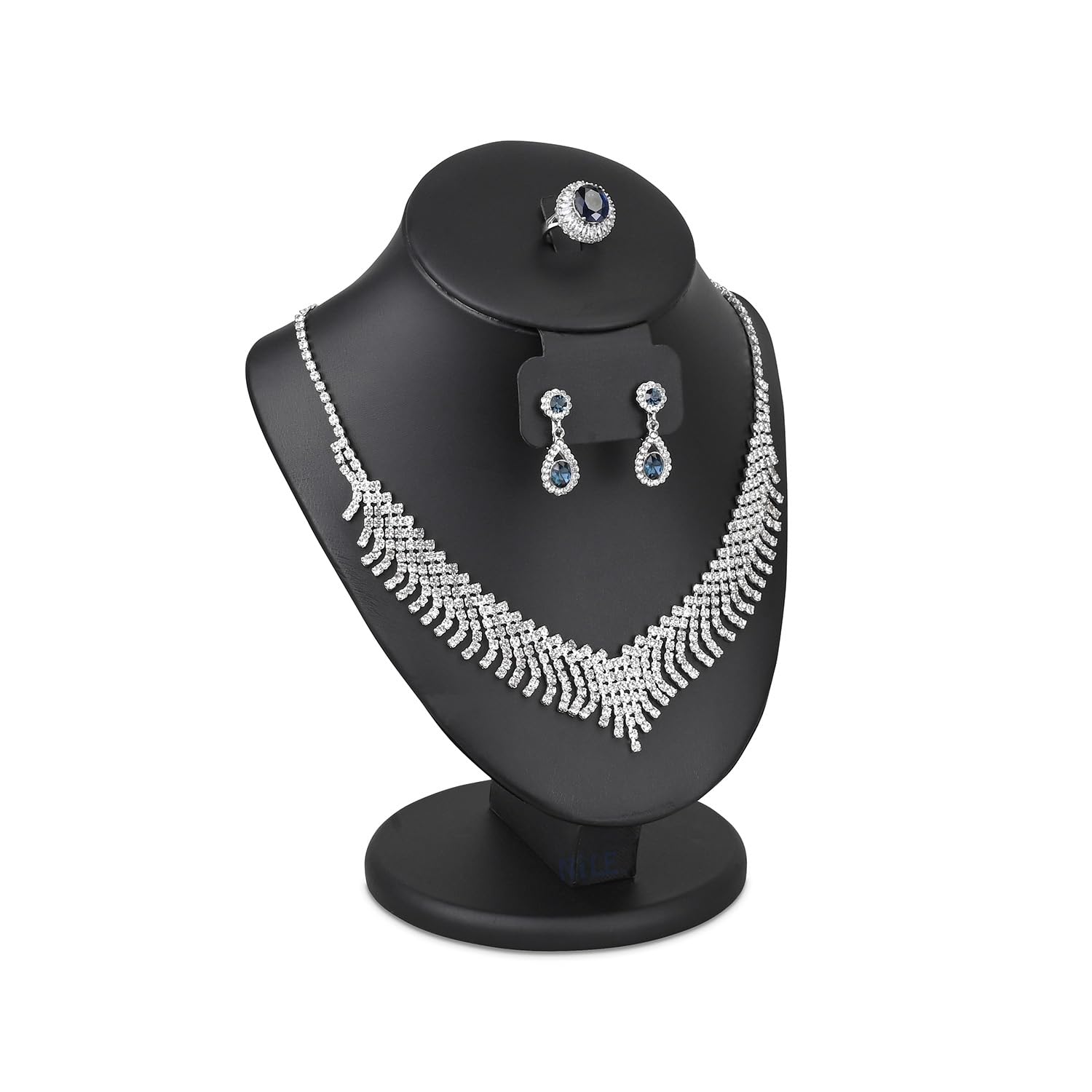 MOOCA Jewelry Display Necklace Chain Bust Display Holder Stand, Necklace Mannequin Bust, Jewelry Stand, Black PU Faux Leather