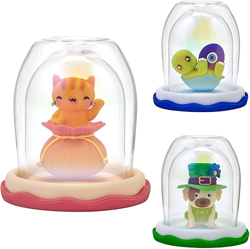 Magic Globe Magic Buddies Good Luck, taza de cristal decorada con globo de nieve para perros, gatos, regalo para hombres, mujeres y niños, 10.1 fl