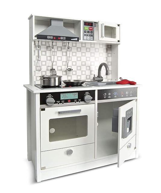 Foto 5 de 8 de Leomark White Modern Cocina Madera Infantil con Accesorios: Campana Extractora, microondas - Color Blanco