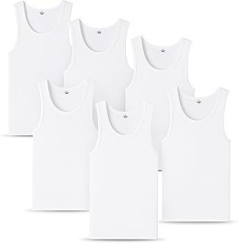 Diamond Star Mens Tank Top Undershirts 6-Pack, Tagless Cotton Blend A-Shirt, Sleeveless Ribbed Comfortable Fit