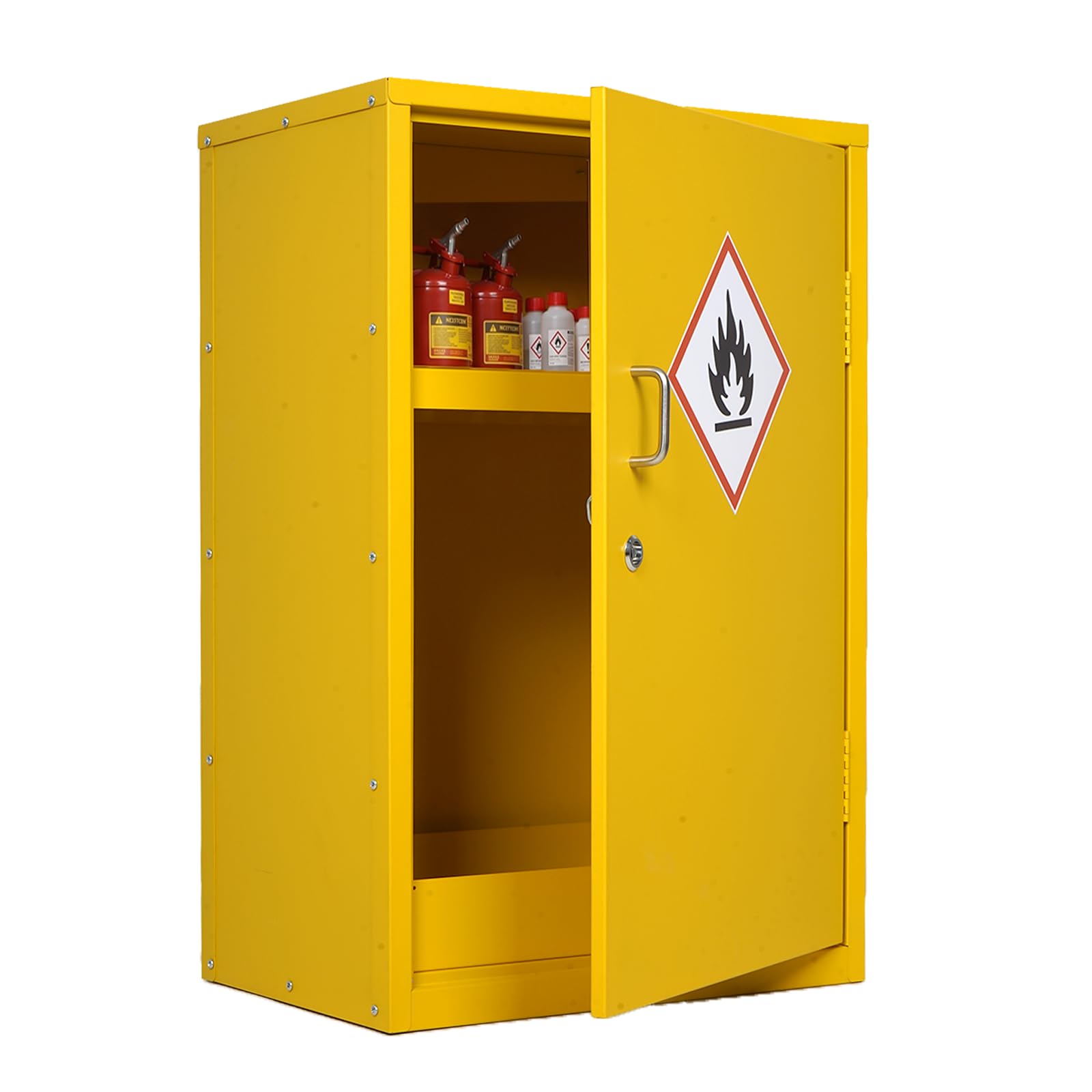Armoire de rangement de sécurité - 71 x 46 x 31 cm - Armoire de sécurité industrielle - Résistante au feu - Avec séparateurs réglables - Qualité industrielle et laboratoire - Jaune