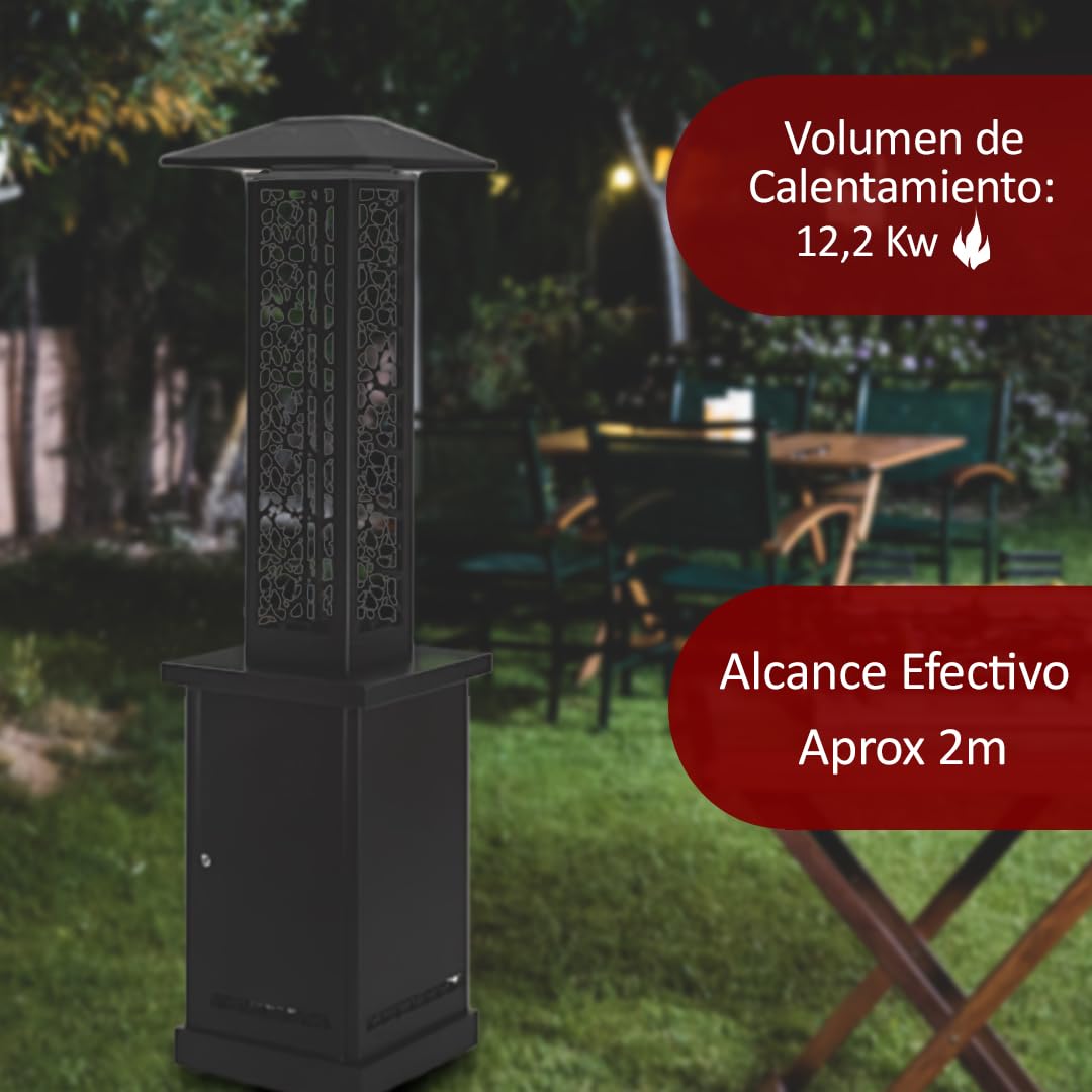 Estufa Exterior de Pellet, Calentador de jardín, 12,2kW, Acero inoxidable