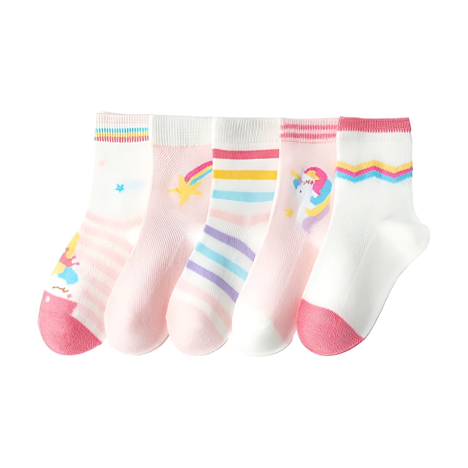 5 Pairs Baby Girl & Baby Boy Socks, Toddlers Infant Cotton Stretch Crew Socks with Unicorn Design, Suitable for 2-5 Years baby-image-11