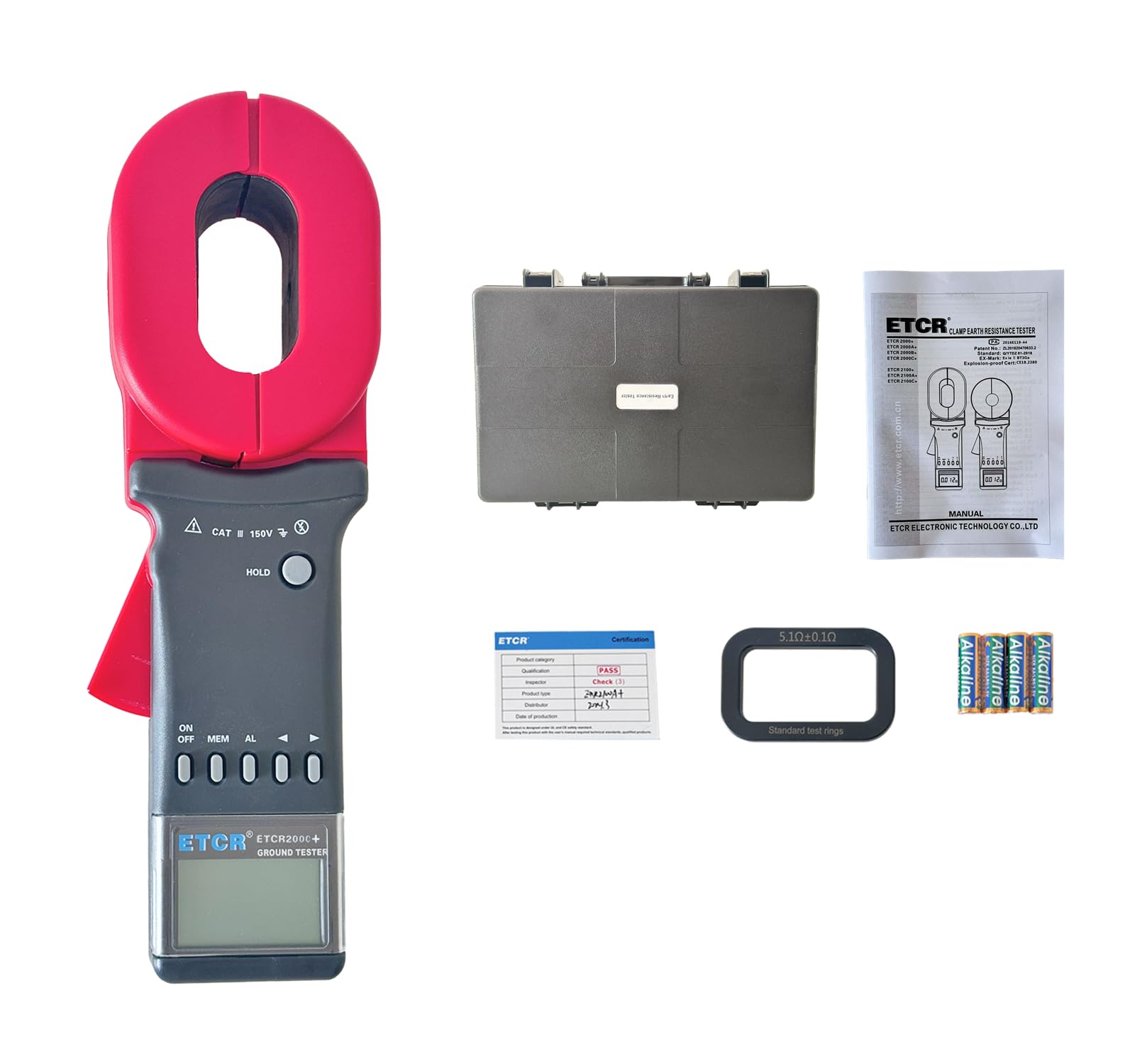 ETCR2000+ Ground Resistance Meter Earth Resistance Tester Clamp Earth Resistance Measurement 0.010Ω~1200Ω Double Insulation