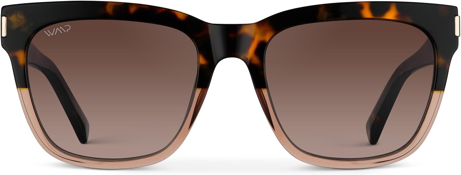 WearMe Pro Women's Large Square Sunglasses: Bold Thick Frame, Winged Browline & Polarized Lenses