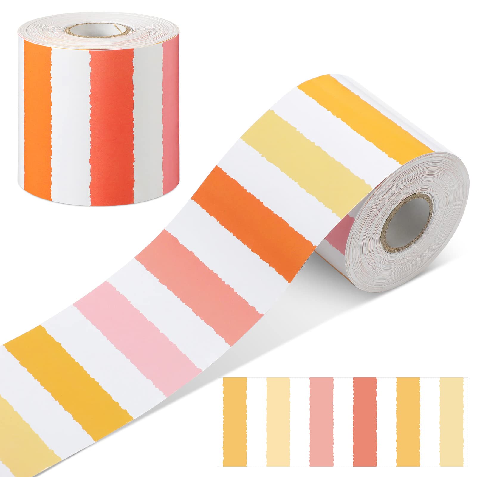 Zonon 65 Feet Boho Striped Classroom Bulletin Board Borders 1 Roll of Pastel Bulletin Board Straight Borders Trim for Back to School Classroom School