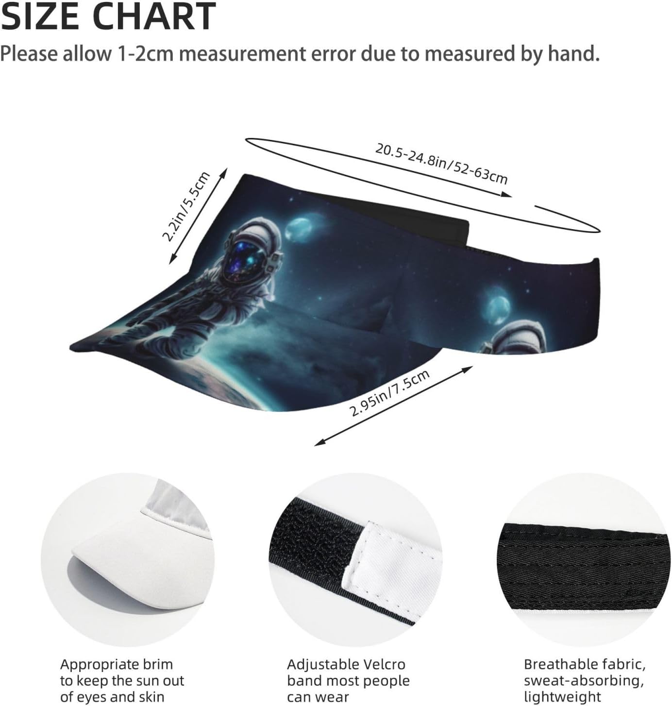 Sport Sun Visor Hats Galaxy Astronaut Adjustable Empty Top Baseball Cap for Women Men Sun Protection Cap Hats